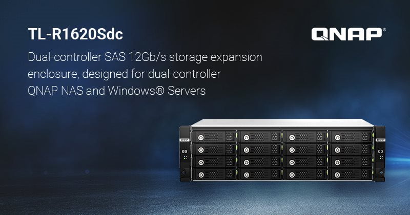 MEGJELENT A QNAP 16-LEMEZES TL-R1620SDC DUAL-CONTROLLERES SAS 12GB/S JBOD BŐVÍTÓEGYSÉGE