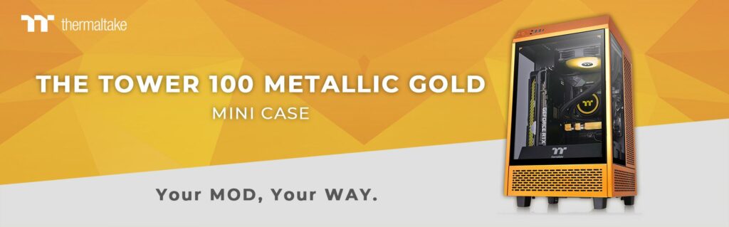 A THERMALTAKE BEMUTATTA A TOWER 100 METALLIC GOLD MINI TORONYHÁZAT