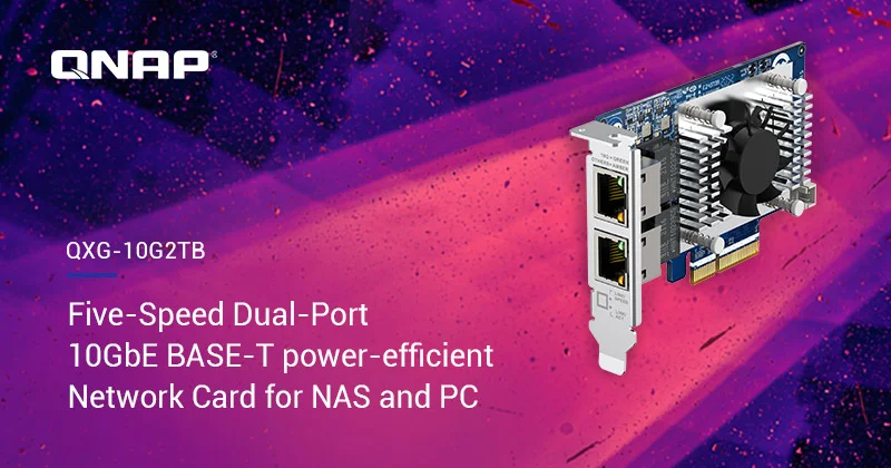 A QNAP BEMUTATTA A NAS-HOZ ÉS PC-HEZ TERVEZETT, KÉTPORTOS 10GBE BASE-T HÁLÓZATI KÁRTYÁJÁT, A QXG-10G2TB-T