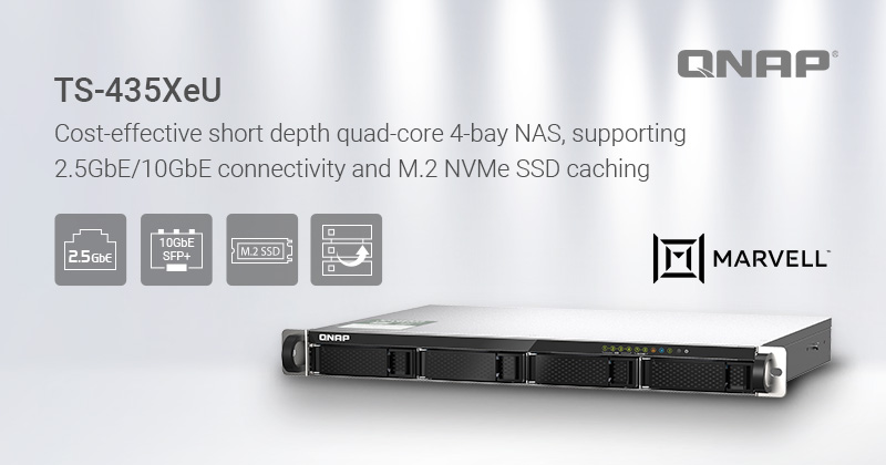A QNAP BEMUTATJA A TS-435XEU RÖVID MÉLYSÉGŰ, RACK KIALAKÍTÁSÚ NAS RENDSZERT