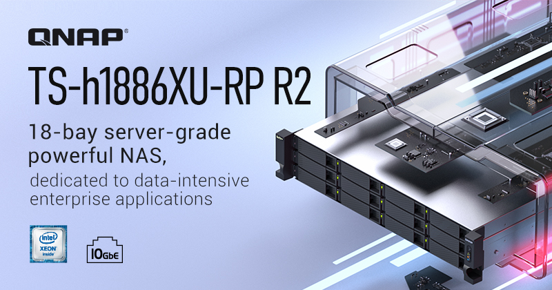 A QNAP BEMUTATTA A 18 LEMEZES TS-H1886XU-RP R2, 10 GBE-KOMPATIBILIS SZERVERSZINTŰ NAS-T A VIRTUALIZÁCIÓS ÉS AZ ADATINTENZÍV VÁLLALATI ALKALMAZÁSOK TÁMOGATÁSÁHOZ