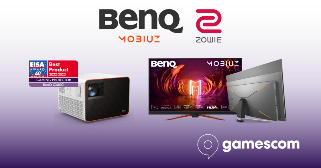 A BENQ HÁROM KIEMELT GAMER MONITORRAL ÉS AZ EISA-DÍJAS X3000I GAMER PROJEKTORRAL ÉRKEZIK A 2022-ES GAMESCOM SHOWRA