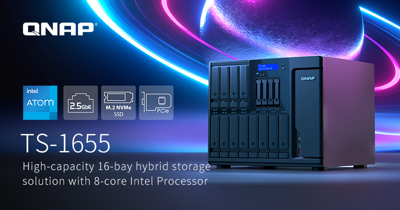 A QNAP BEMUTATJA A TS-1655 NAGY KAPACITÁSÚ 2,5 GBE HIBRID TÁROLÓT 8 MAGOS INTEL PROCESSZORRAL, AMI IDEÁLIS VÁLASZTÁS AZ ÜZLETI BIZTONSÁGI MENTÉSHEZ ÉS VIRTUALIZÁCIÓHOZ