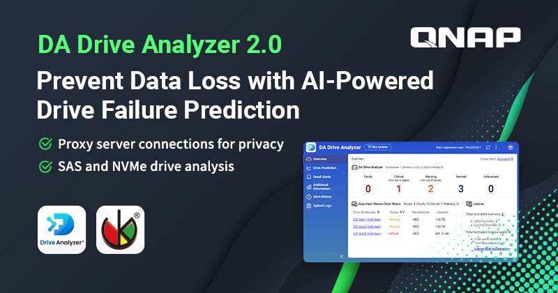 A QNAP BEMUTATJA AZ AI-ALAPÚ DA DRIVE ANALYZER 2.0-T, AMELY 24 ÓRÁN BELÜL MEGJÓSOLJA A NAS-LEMEZ MEGHIBÁSODÁSÁT ÉS NÖVELI A VÁLLALATI ADATVÉDELMET