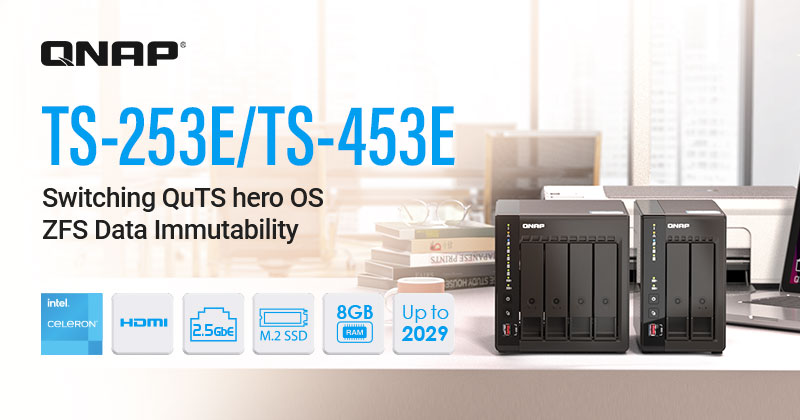 MÁR A QNAP TS-253E ÉS TS-453E NAS-OKON IS ELÉRHETŐ A QUTS HERO OPERÁCIÓS RENDSZER