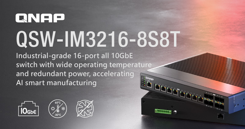 A QNAP IPARI SZINTŰ, 16 PORTOS, TELJES EGÉSZÉBEN 10 GBE-S QSW-IM3216-8S8T SWITCH FELGYORSÍTJA AZ IT/OT-INTEGRÁCIÓT