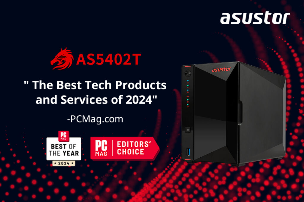 AZ ASUSTOR AS5402T ELNYERTE A PCMAG EDITORS’ CHOICE- ÉS A 2024 LEGJOBB TECHNOLÓGIAI TERMÉKEI-DÍJAT