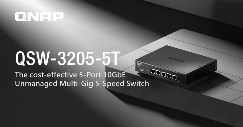 A QNAP BEMUTATJA A QSW-3205-5T-T: KÖLTSÉGHATÉKONY, BELÉPŐ SZINTŰ, 5 PORTOS, TELJES MÉRTÉKBEN 10 GBE-S, MULTIGIGABITES SWITCH