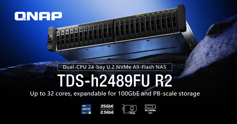 A QNAP BEMUTATJA A TDS-H2489FU R2-T: A ZÁSZLÓSHAJÓ, 24 LEMEZES, KÉTPROCESSZOROS U.2 NVME ALL-FLASH NAS RENDKÍVÜLI TELJESÍTMÉNYT NYÚJT A KRITIKUS VÁLLALATI ALKALMAZÁSOKHOZ