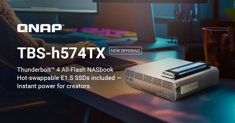 A QNAP BEMUTATJA AZ ELŐTELEPÍTETT ENTERPRISE E1.S SSD-KKEL ÉRKEZŐ TBS-H574TX ALL-FLASH NASBOOKOT A KOMBINÁLT TELJESÍTMÉNYÉRT ÉS MEGBÍZHATÓSÁGÉRT